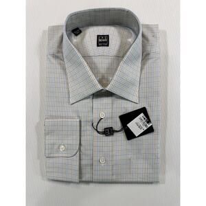 Ike Behar New York 17.5 34 Blue Windowpane Dress Shirt Peru NWT READ